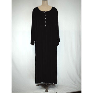 Vintage Y2K Coldwater Creek Black Velvet Maxi Dress LARGE #50191